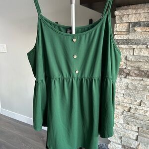 Green Women's Top with Button Detail